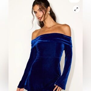 Lulu's Royal Blue Velvet Dress